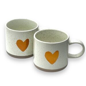 Starbucks 2017 Set of 2 Speckled Two Toned Coffee Tea Cup Copper Heart 12 oz.